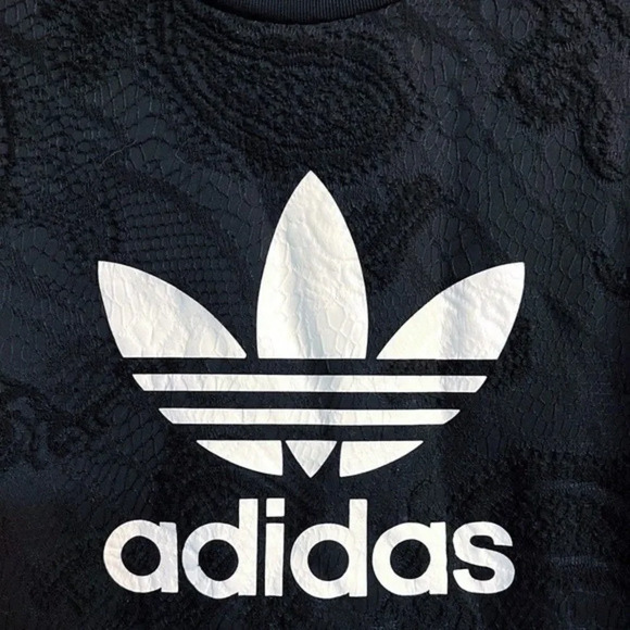 Adidas Women’s Paisley Lace Overlay Trefoil Logo Graphic Sweatshirt Size XS EUC - Picture 4 of 9